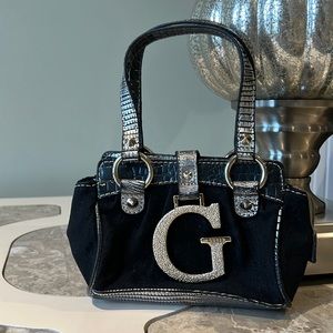 Mini Black & Silver GUESS Purse with 'G' Pendant